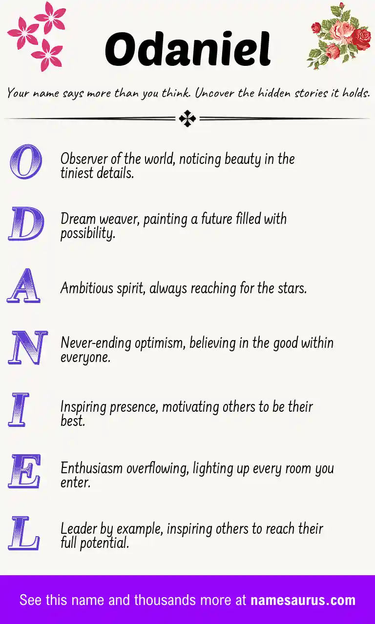 Acrostic poem about Odaniel.