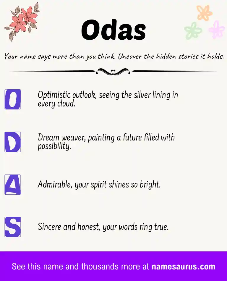 Acrostic poem about Odas.