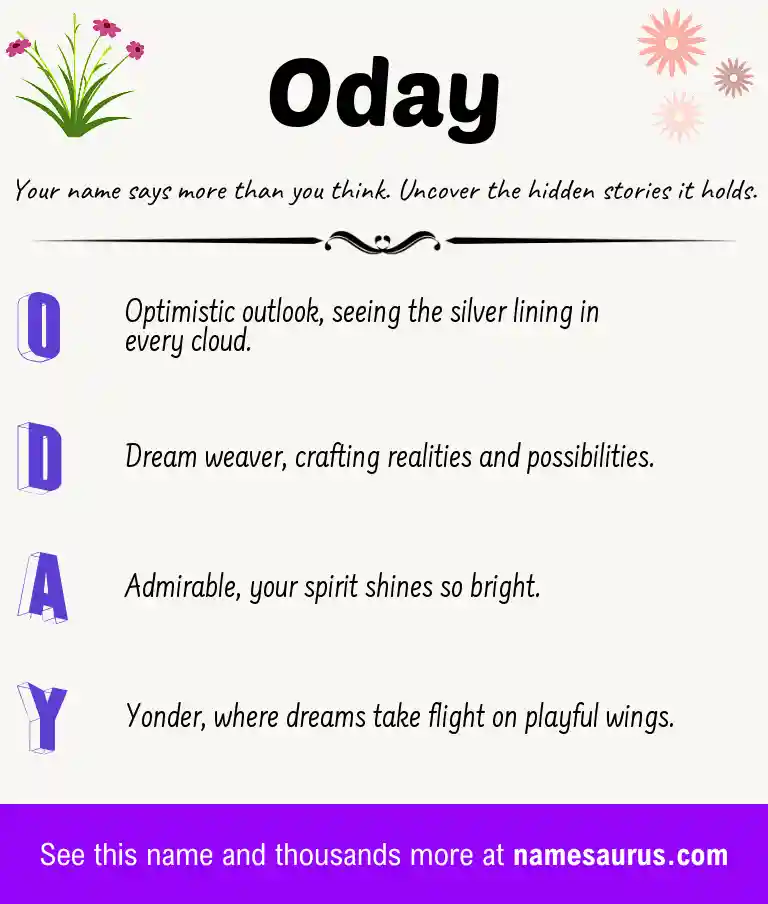 Acrostic poem about Oday.