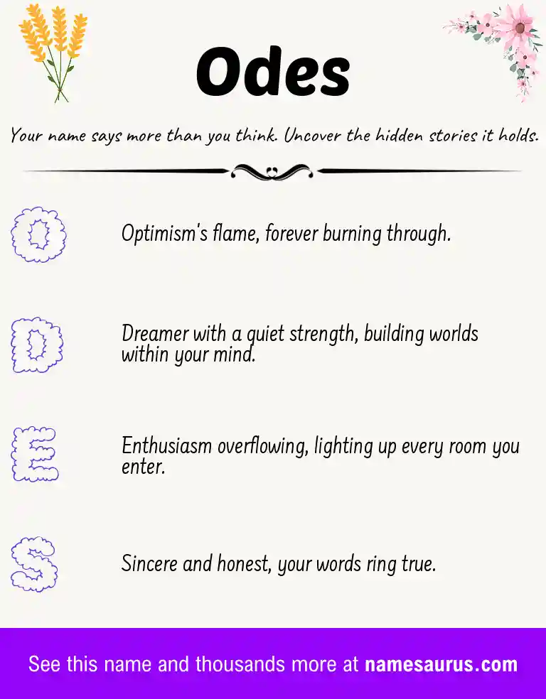 Acrostic poem about Odes.