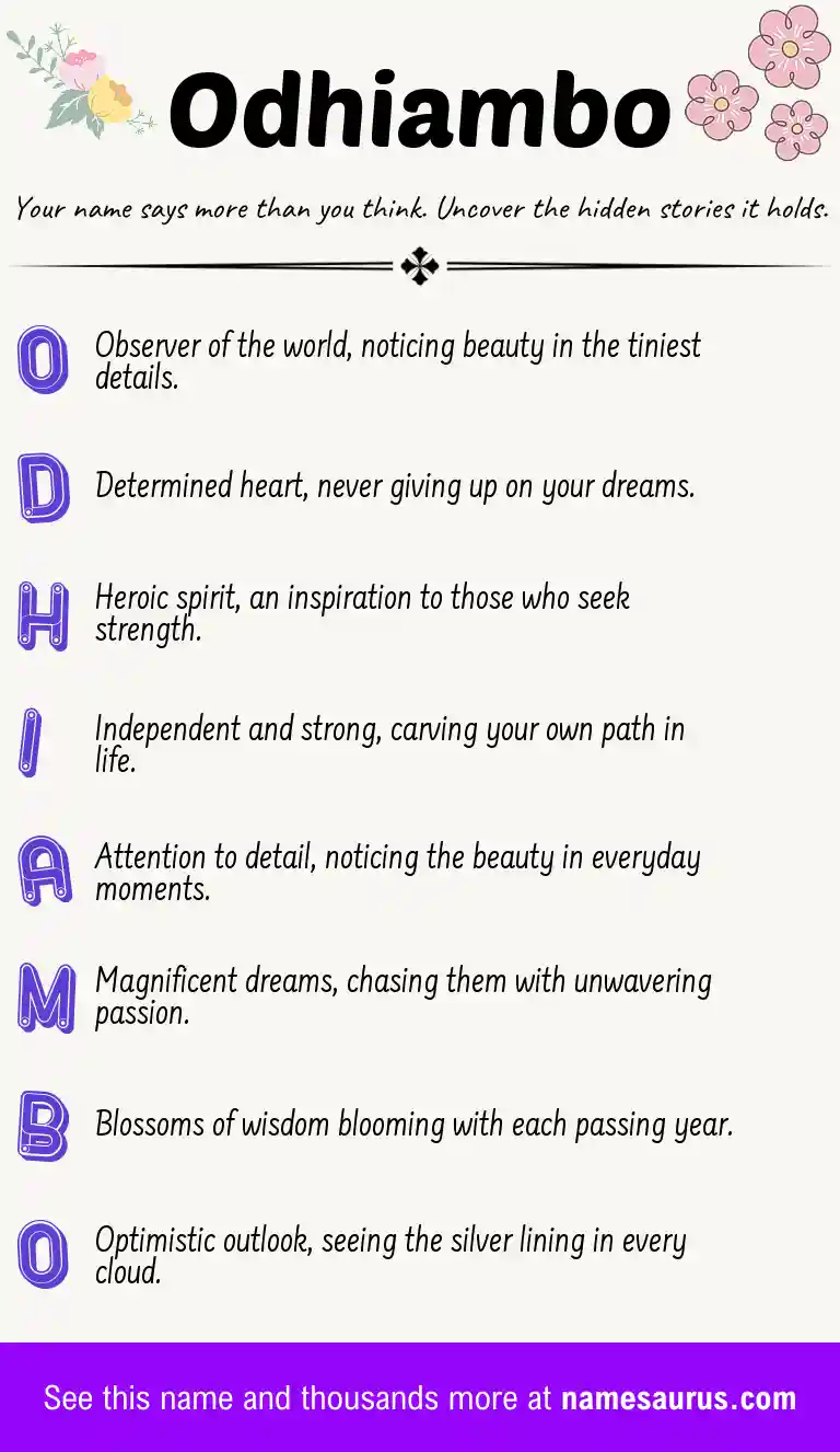 Acrostic poem about Odhiambo.