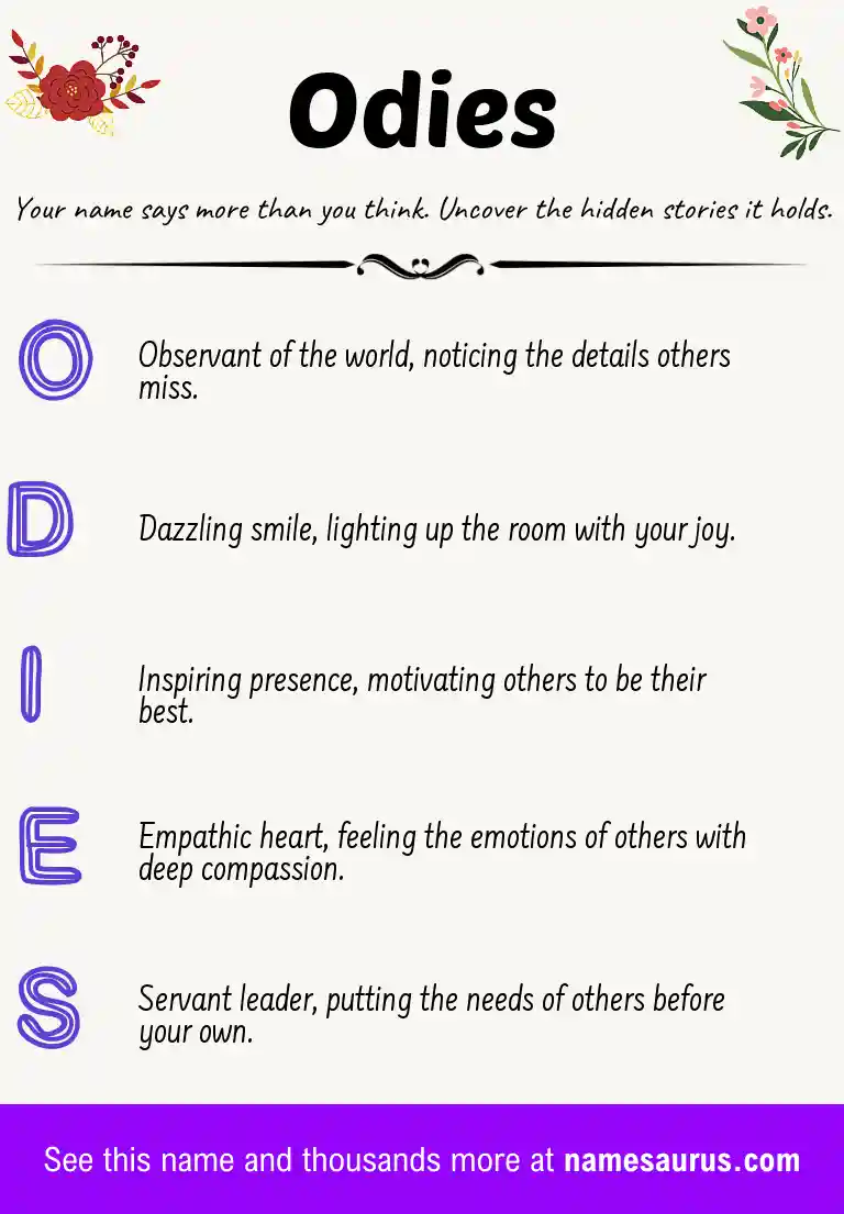 Acrostic poem about Odies.