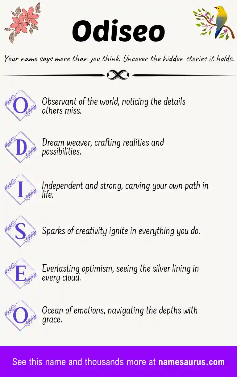 Acrostic poem about Odiseo.