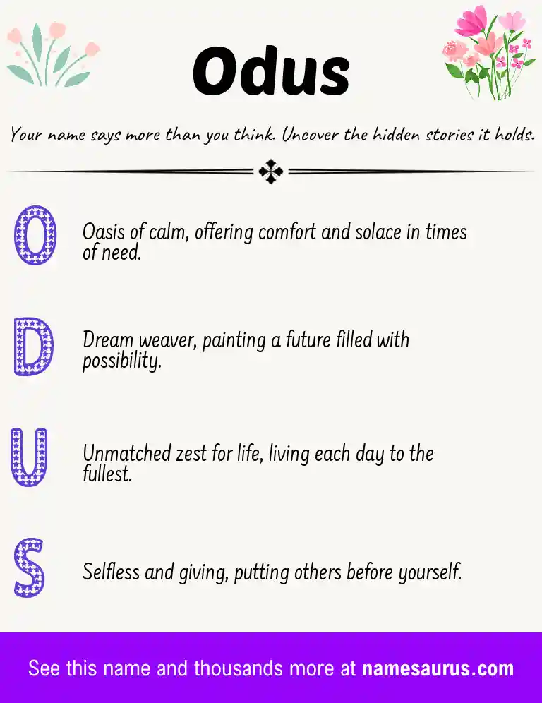 Acrostic poem about Odus.
