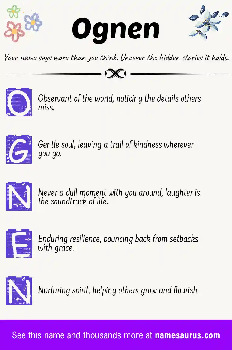 Acrostic poem about Ognen.
