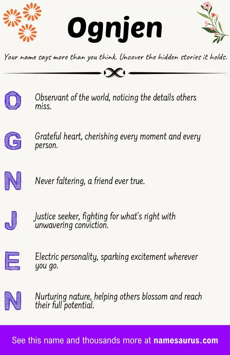 Acrostic poem about Ognjen.