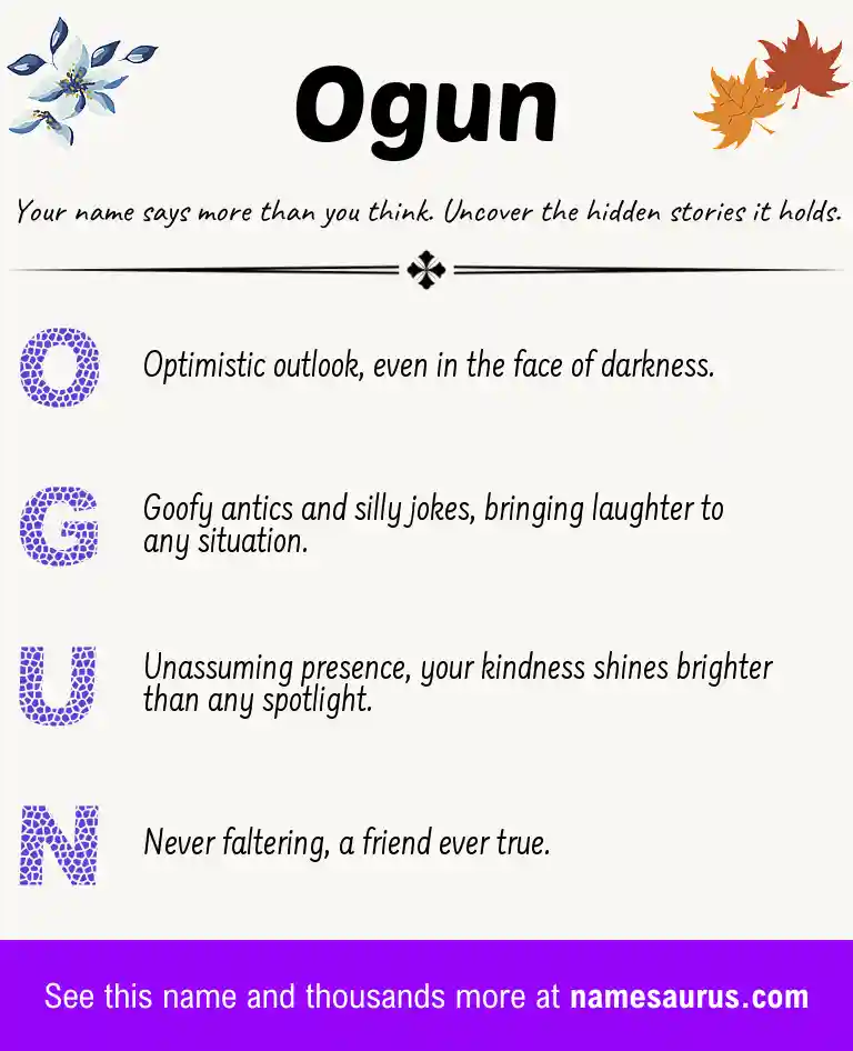 Acrostic poem about Ogun.
