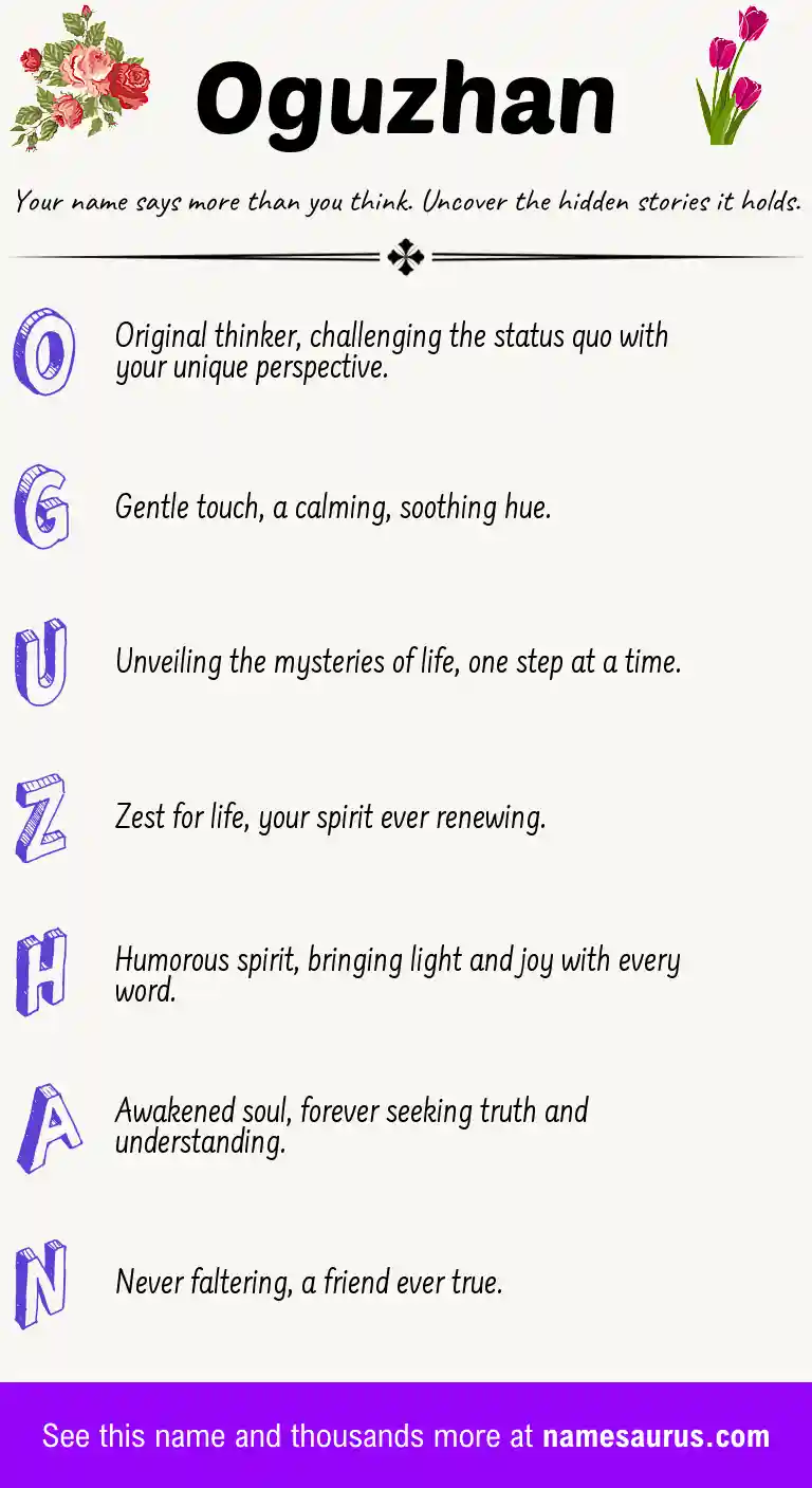 Acrostic poem about Oguzhan.