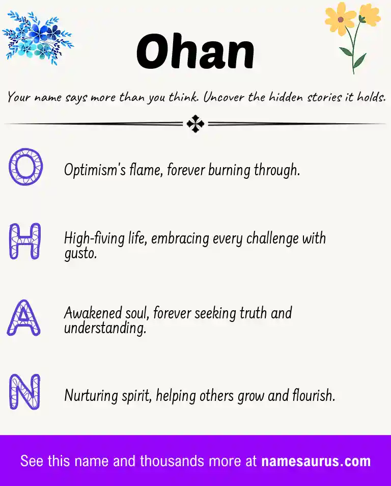 Acrostic poem about Ohan.