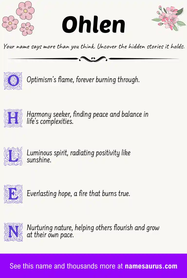 Acrostic poem about Ohlen.