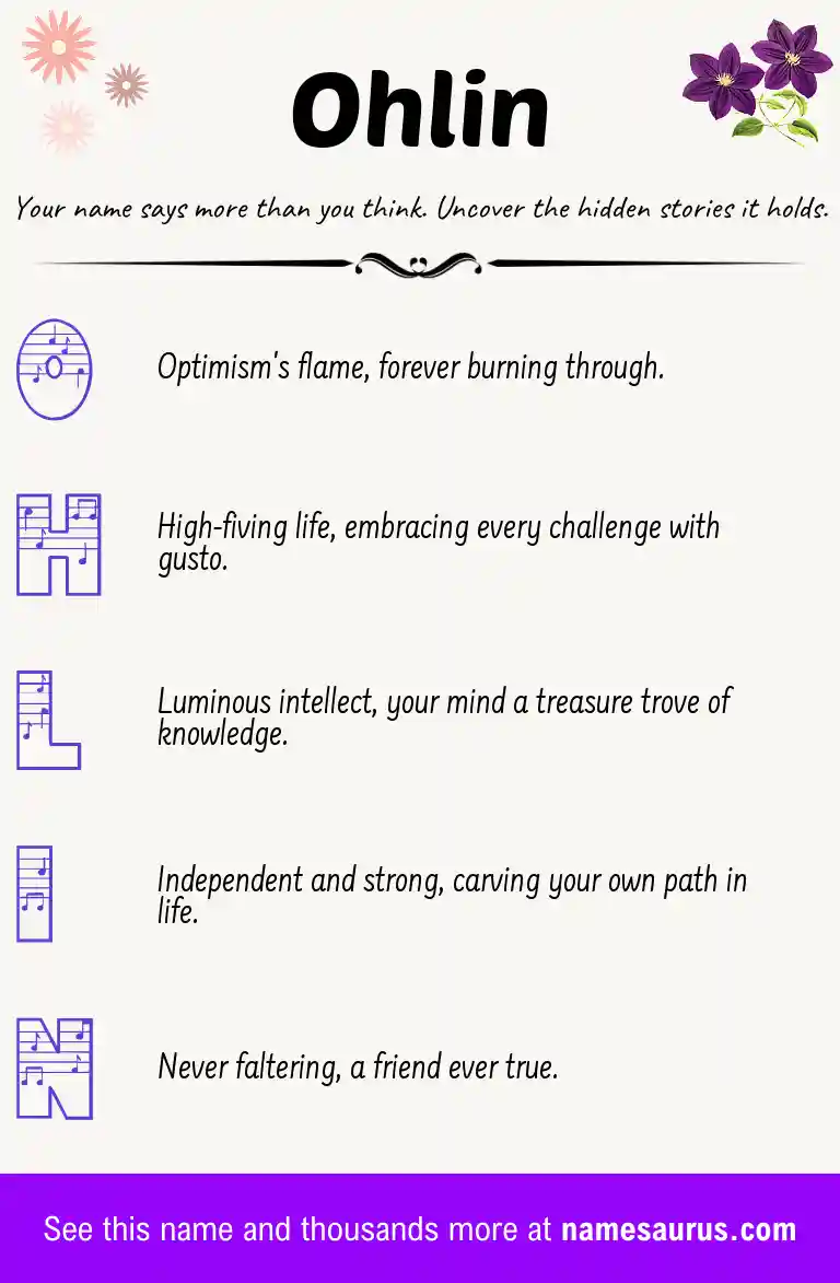 Acrostic poem about Ohlin.
