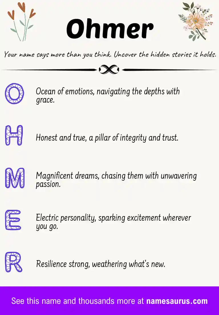 Acrostic poem about Ohmer.