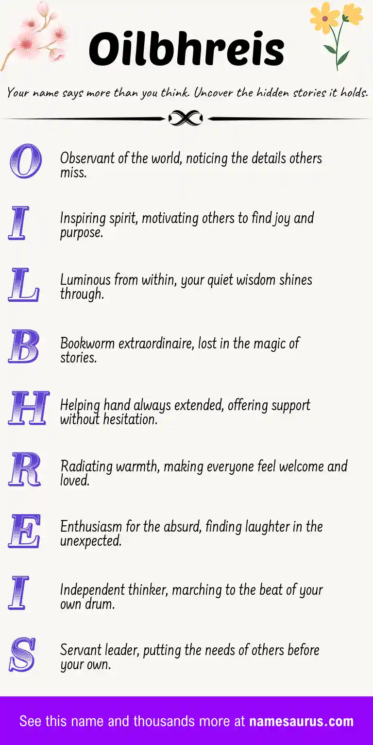 Acrostic poem about Oilbhreis.
