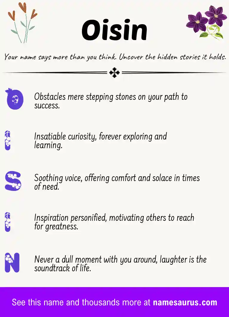 Acrostic poem about Oisin.