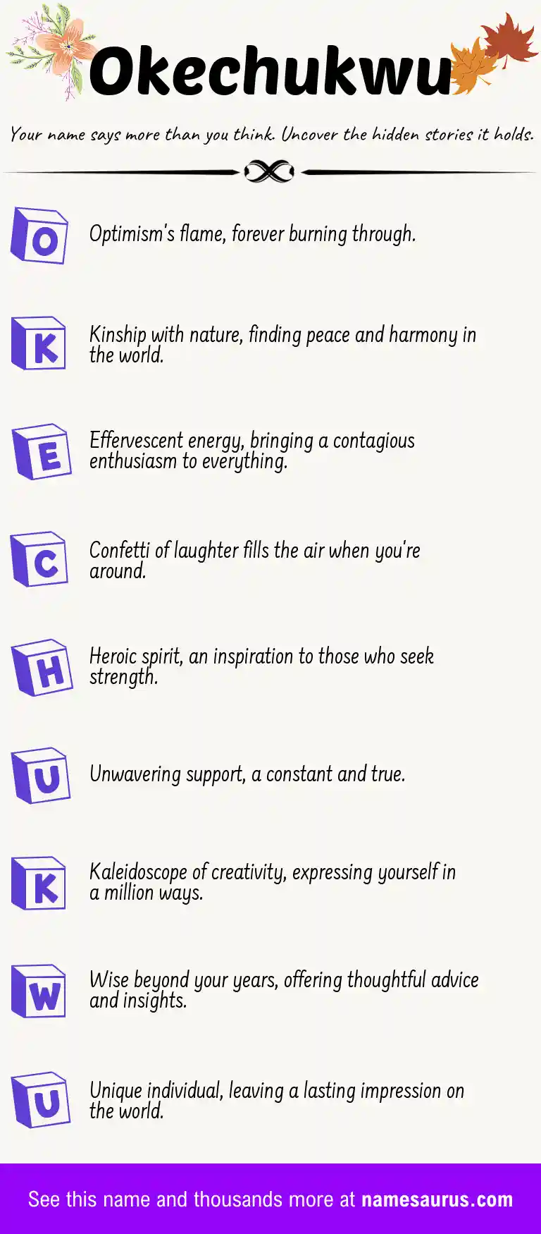 Acrostic poem about Okechukwu.