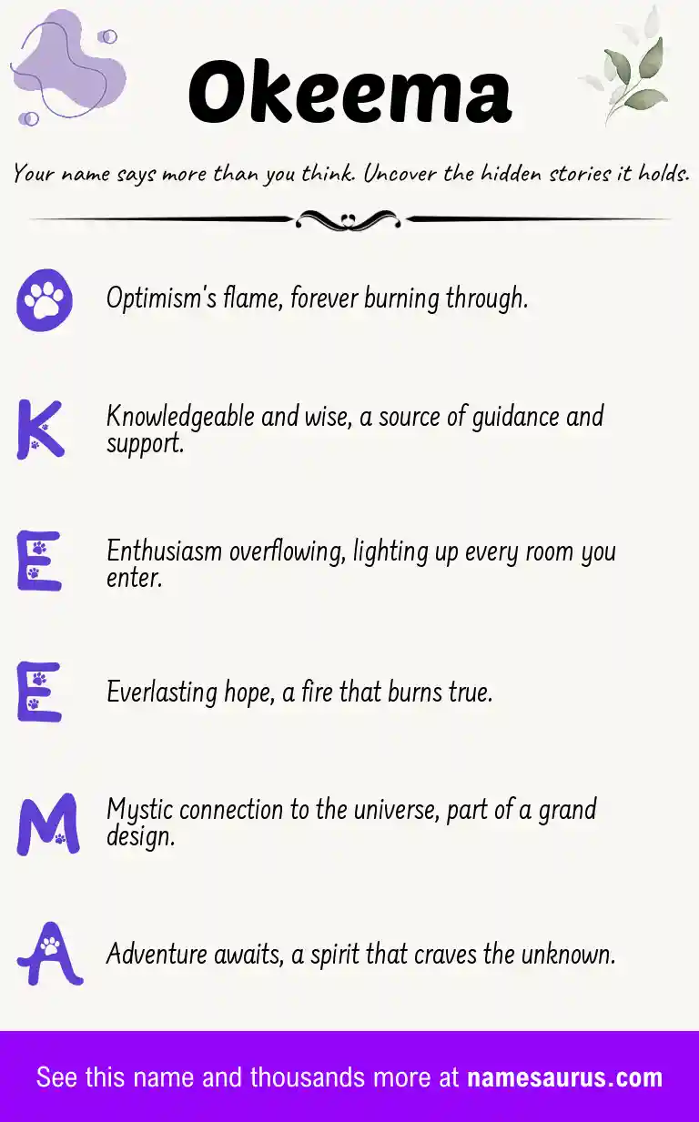 Acrostic poem about Okeema.