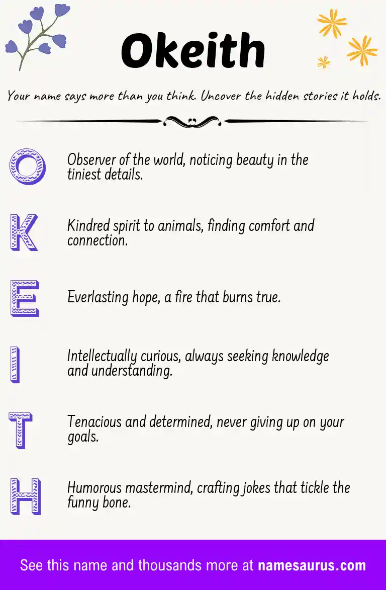 Acrostic poem about Okeith.
