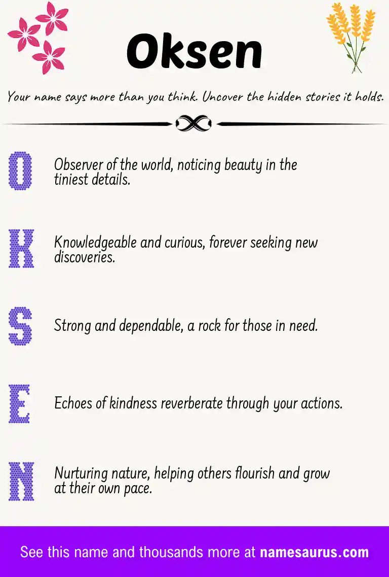 Acrostic poem about Oksen.
