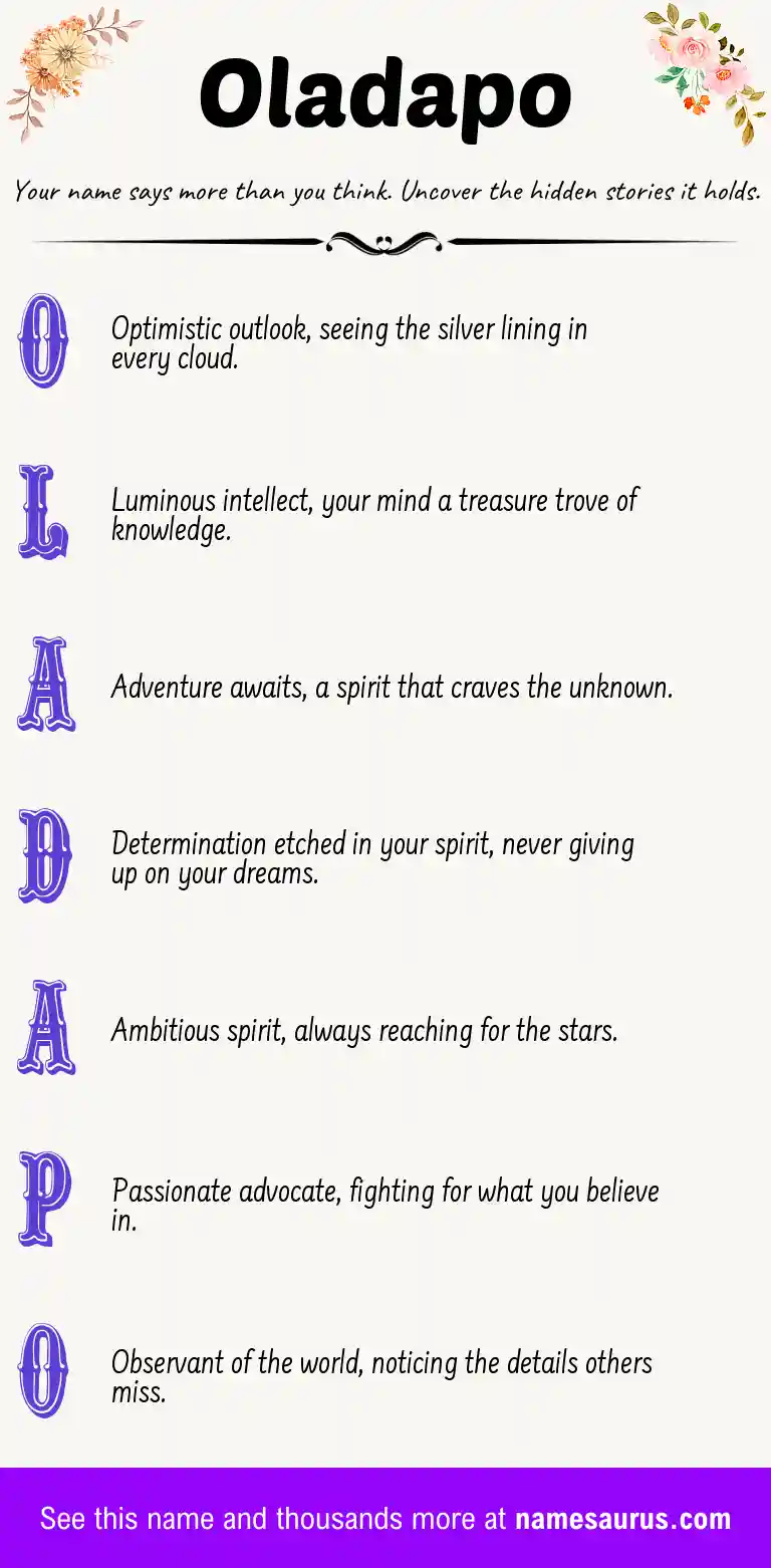 Acrostic poem about Oladapo.