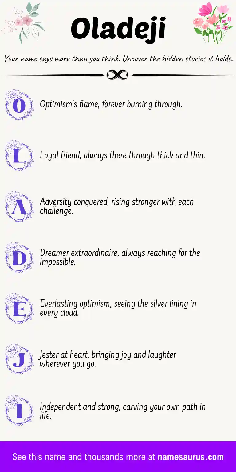 Acrostic poem about Oladeji.