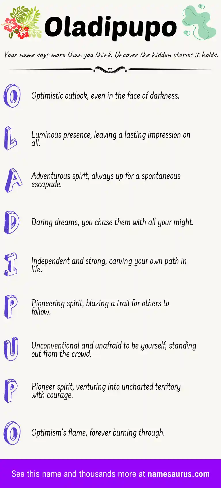 Acrostic poem about Oladipupo.