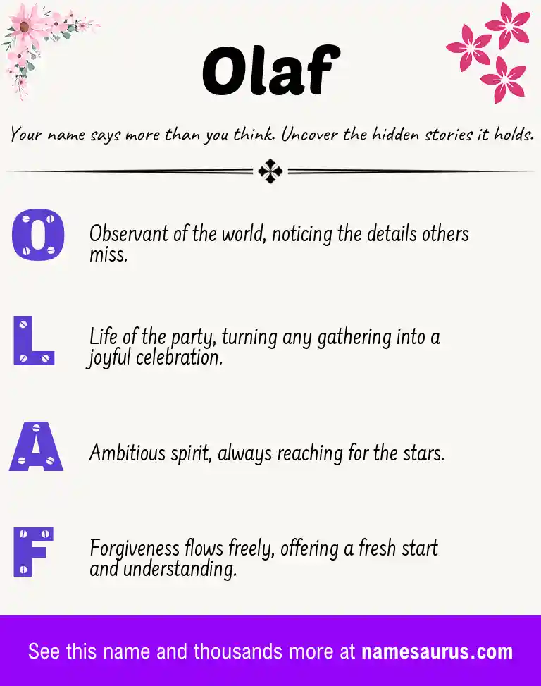 Acrostic poem about Olaf.