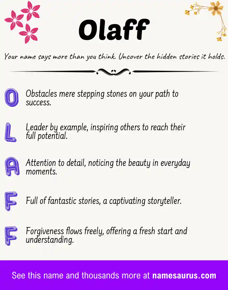 Acrostic poem about Olaff.