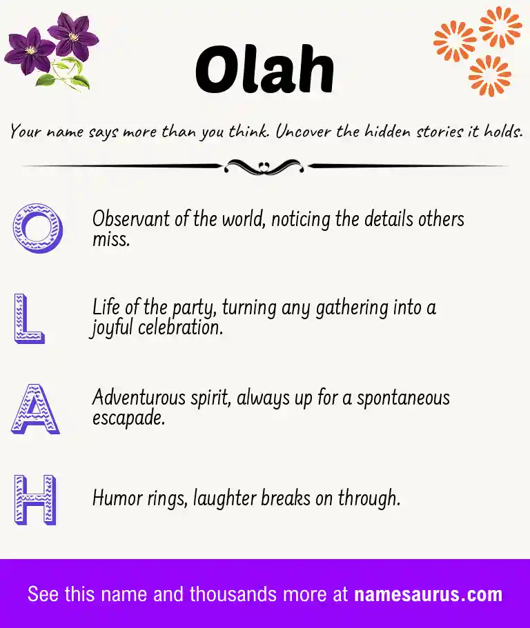 Acrostic poem about Olah.