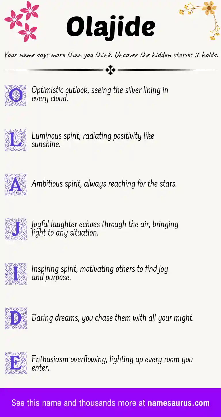 Acrostic poem about Olajide.