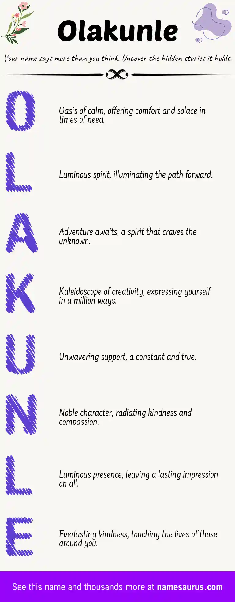 Acrostic poem about Olakunle.