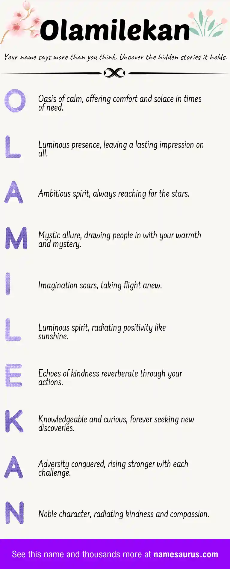 Acrostic poem about Olamilekan.