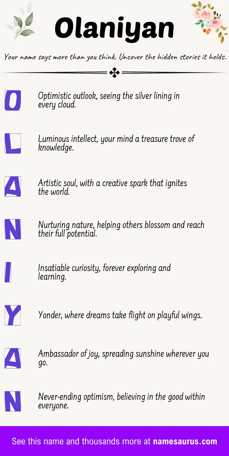 Acrostic poem about Olaniyan.