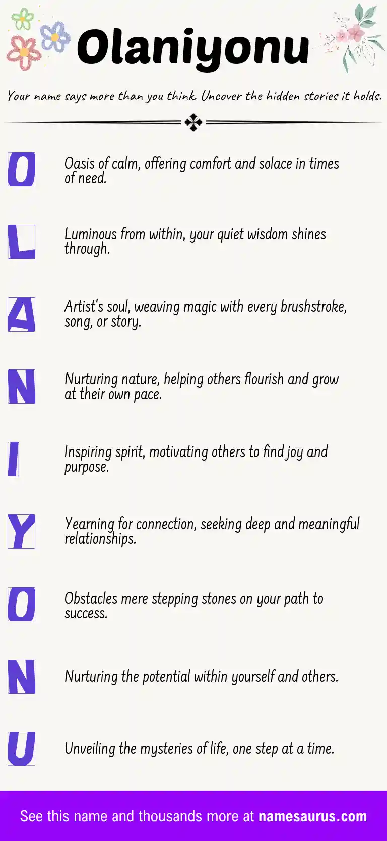 Acrostic poem about Olaniyonu.