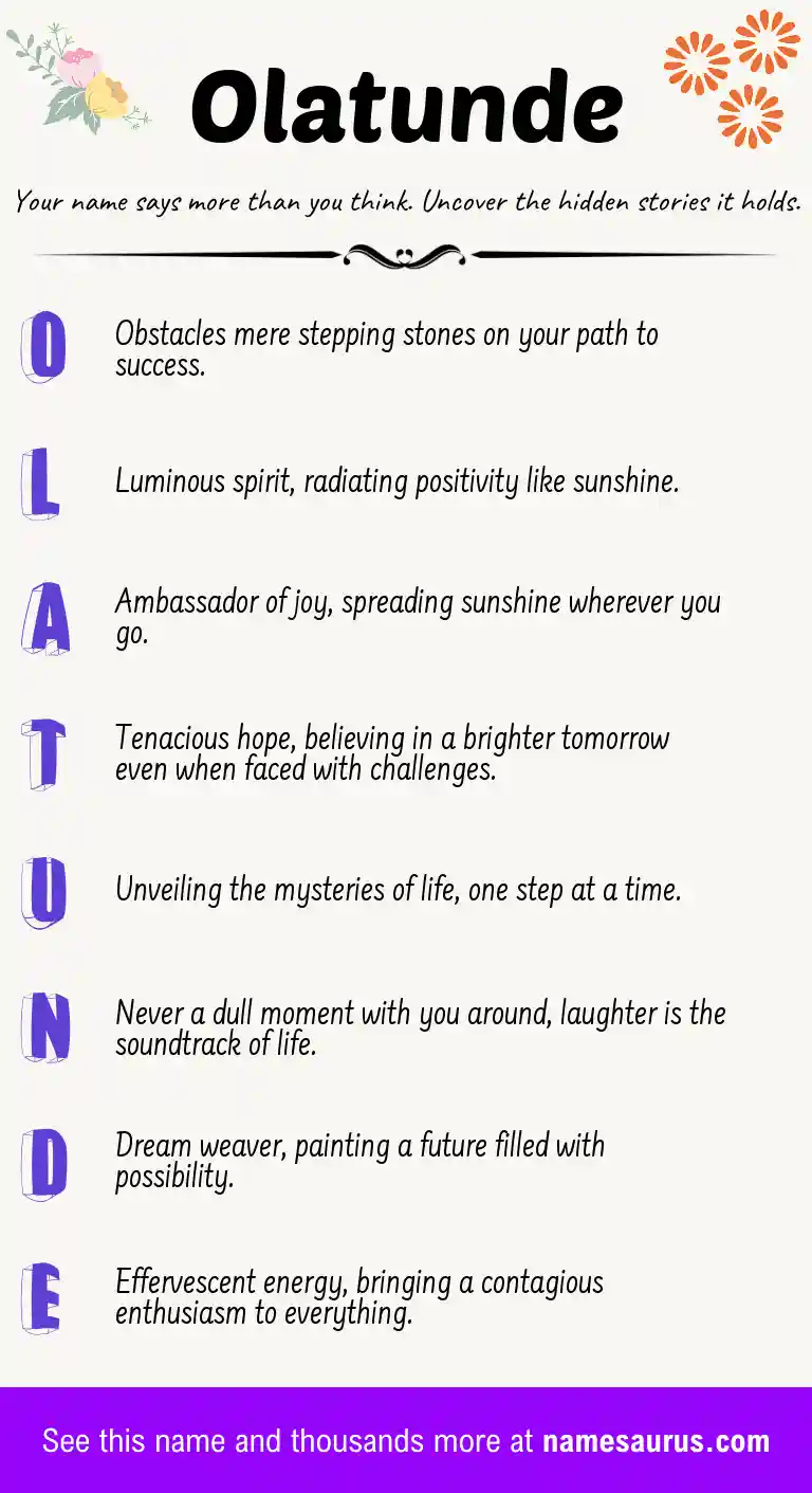Acrostic poem about Olatunde.