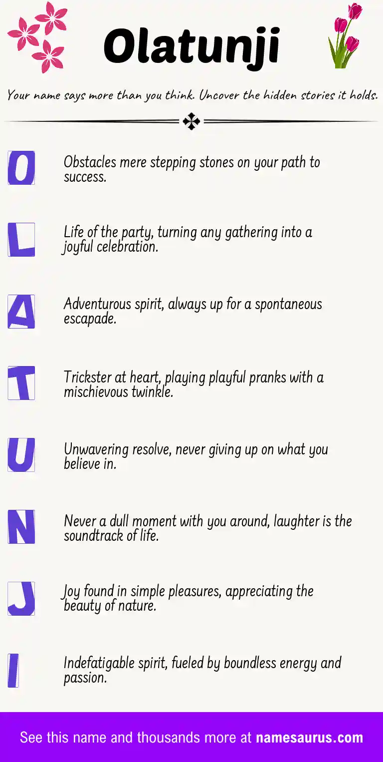 Acrostic poem about Olatunji.