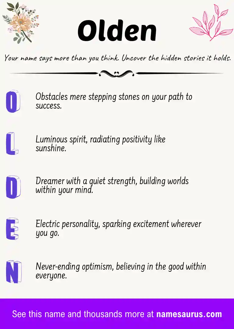 Acrostic poem about Olden.