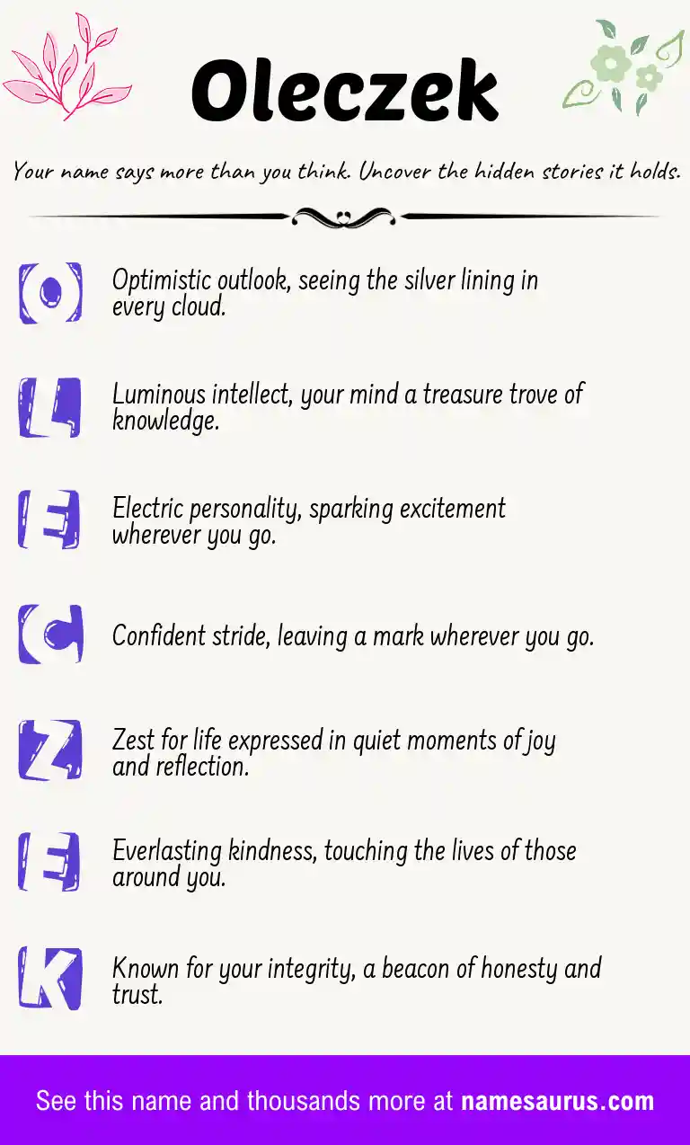 Acrostic poem about Oleczek.