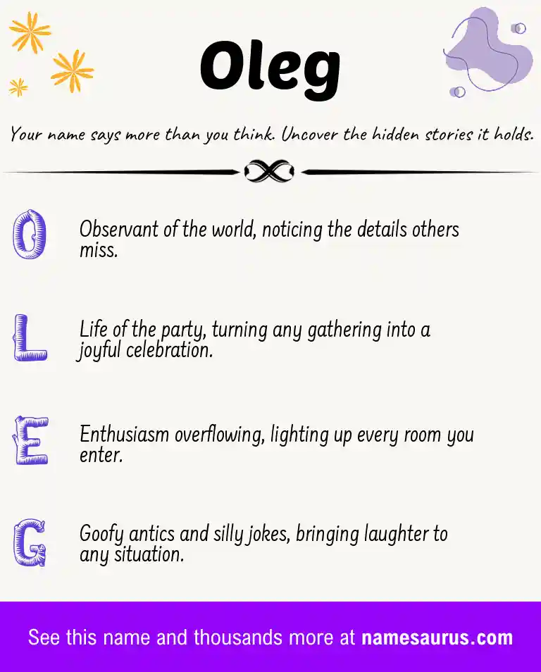 Acrostic poem about Oleg.