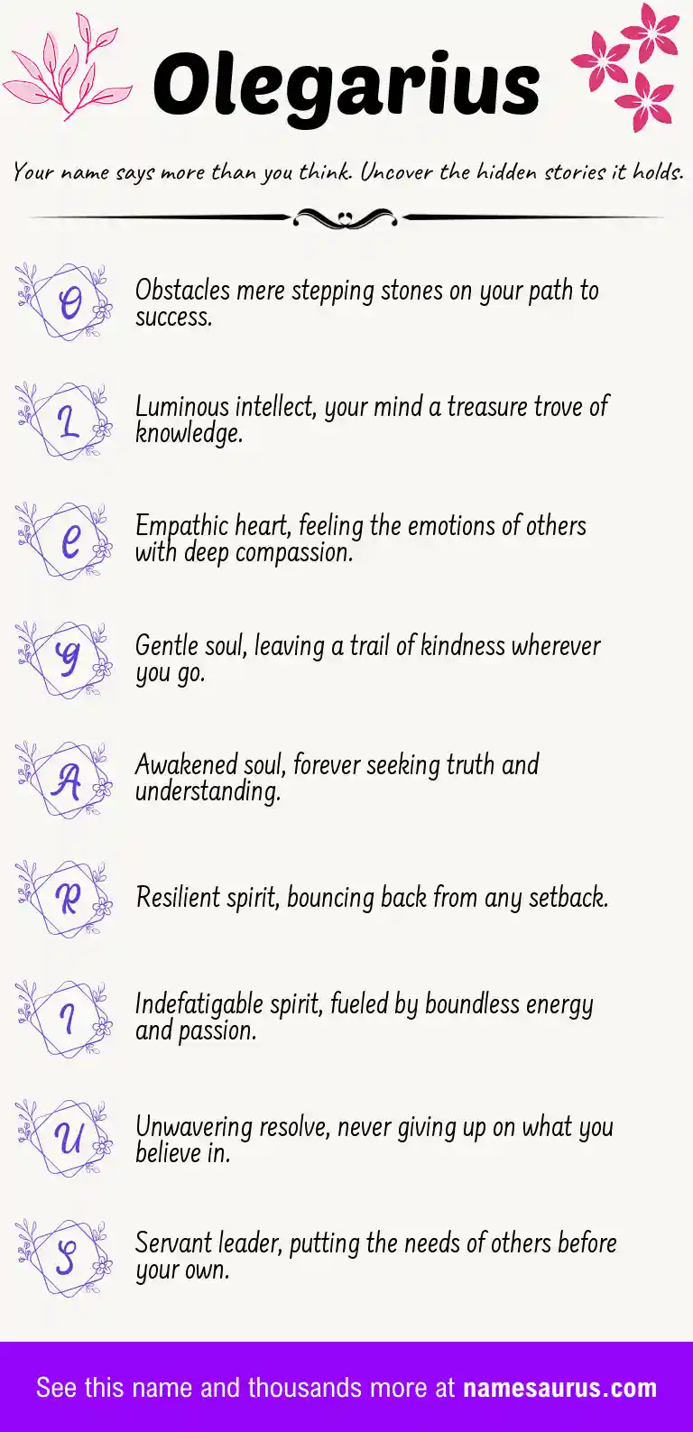 Acrostic poem about Olegarius.