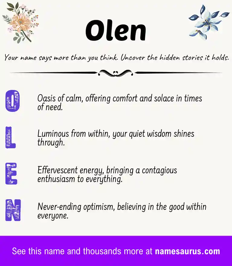 Acrostic poem about Olen.