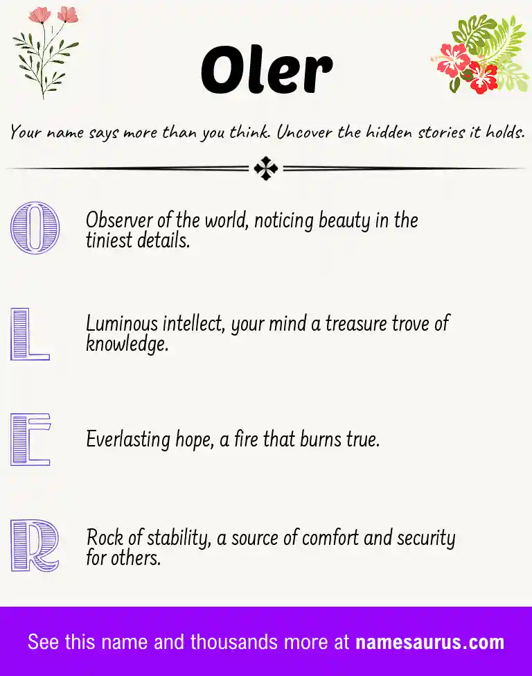 Acrostic poem about Oler.