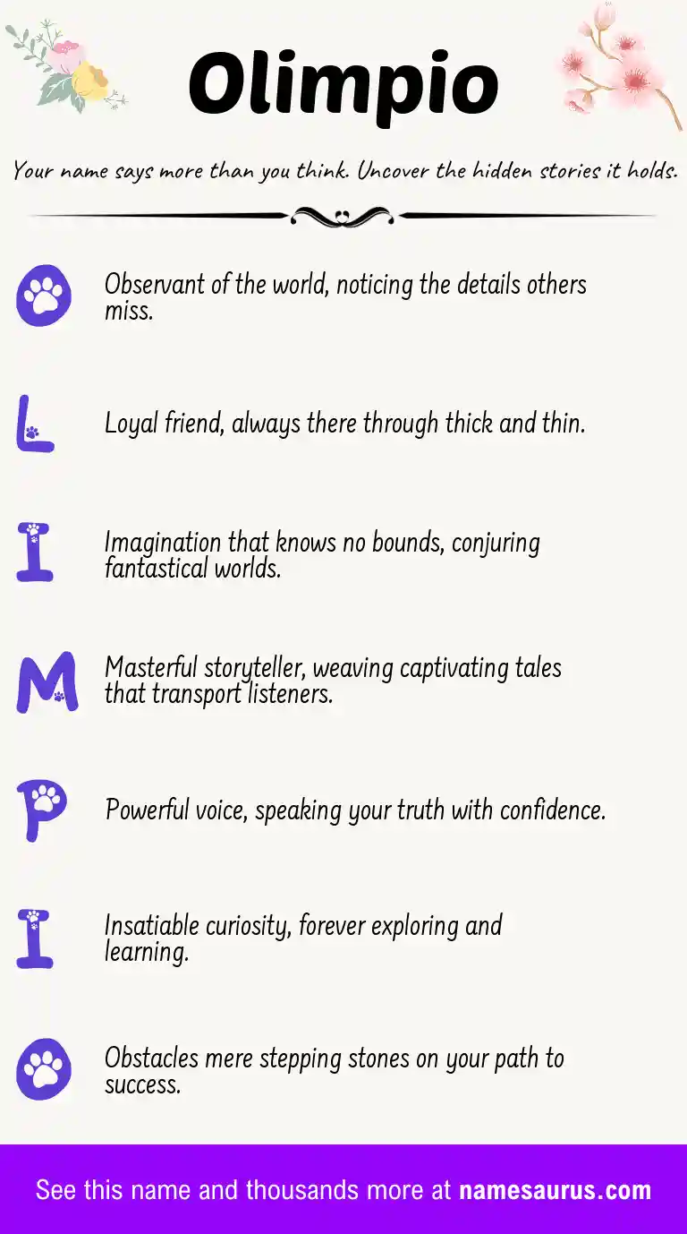Acrostic poem about Olimpio.