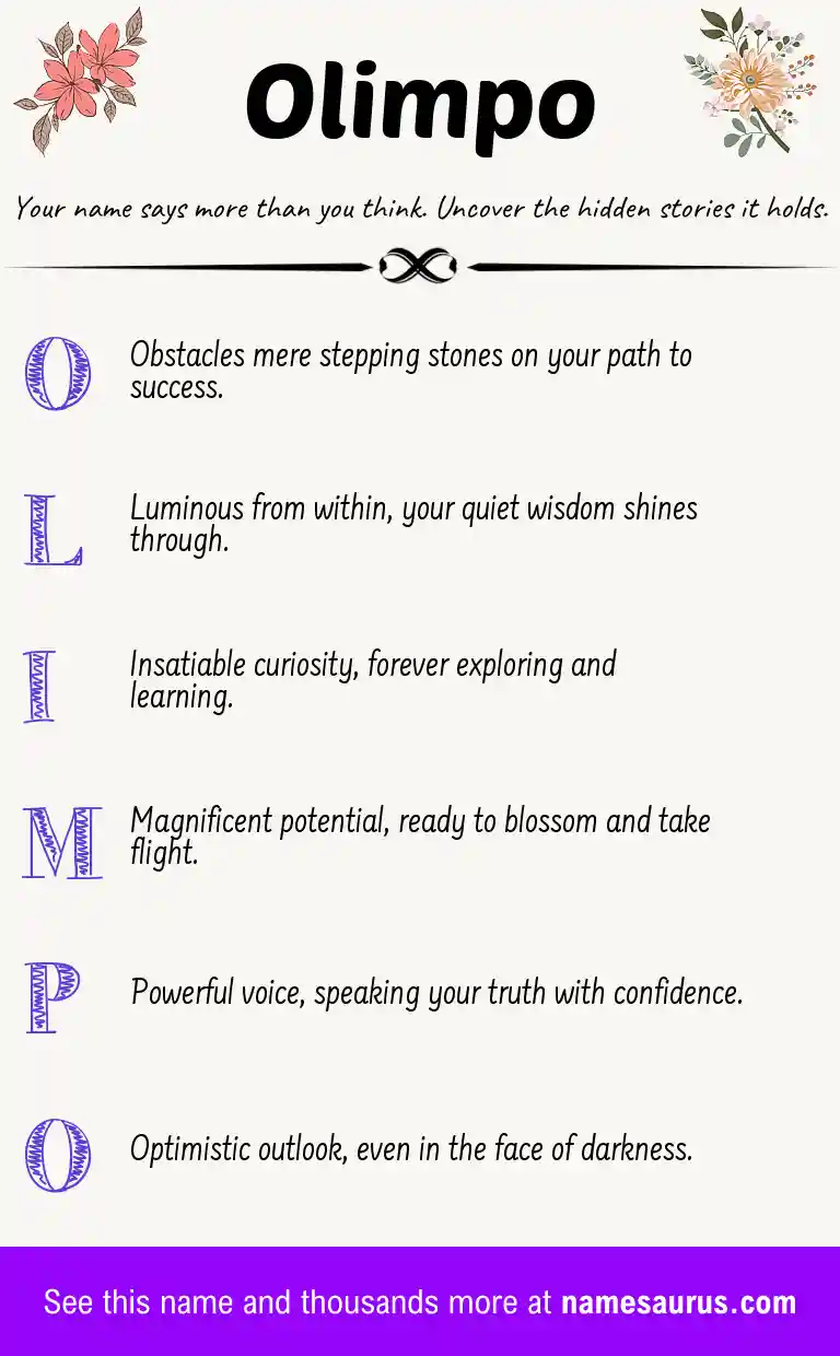 Acrostic poem about Olimpo.