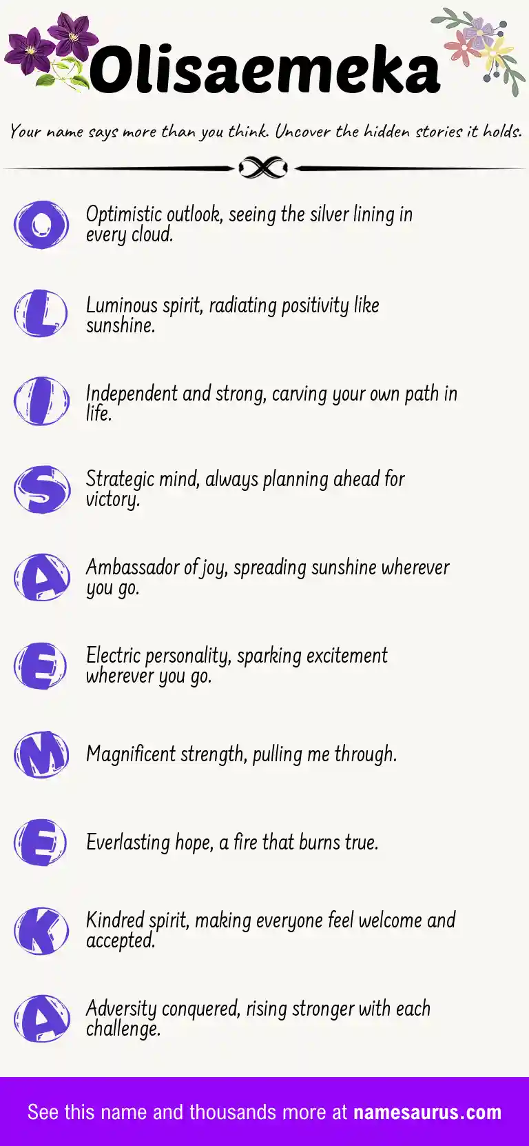 Acrostic poem about Olisaemeka.