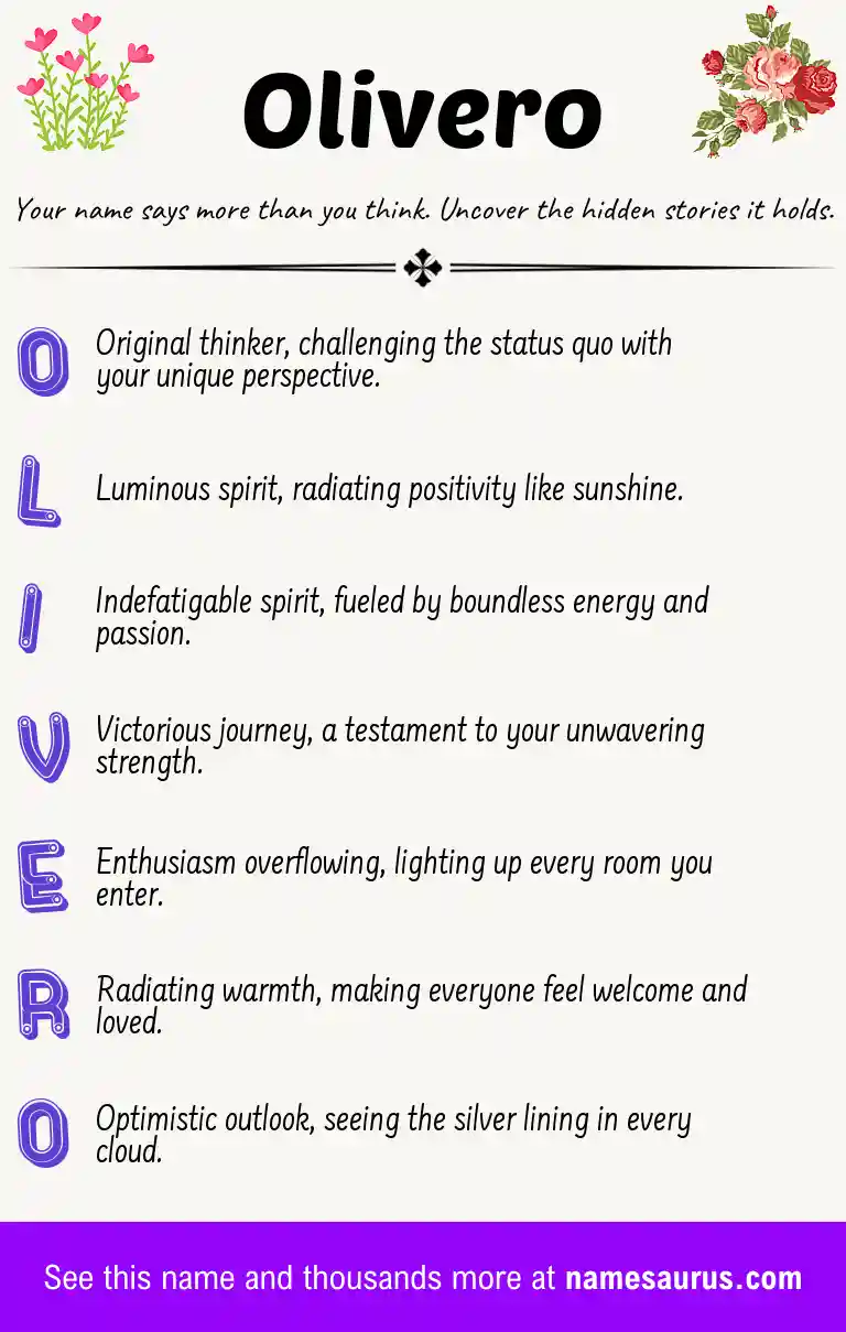 Acrostic poem about Olivero.