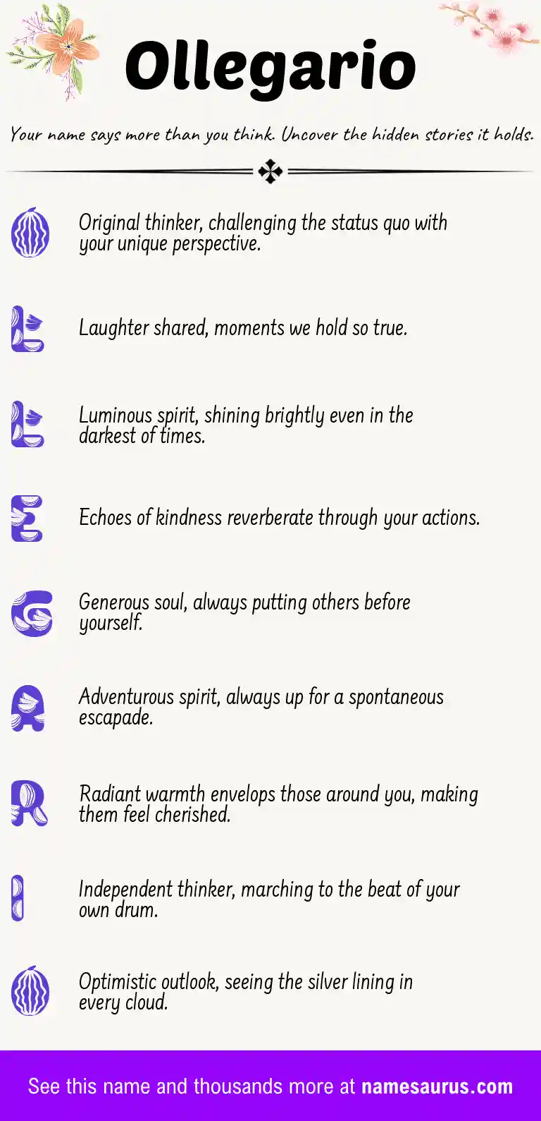 Acrostic poem about Ollegario.
