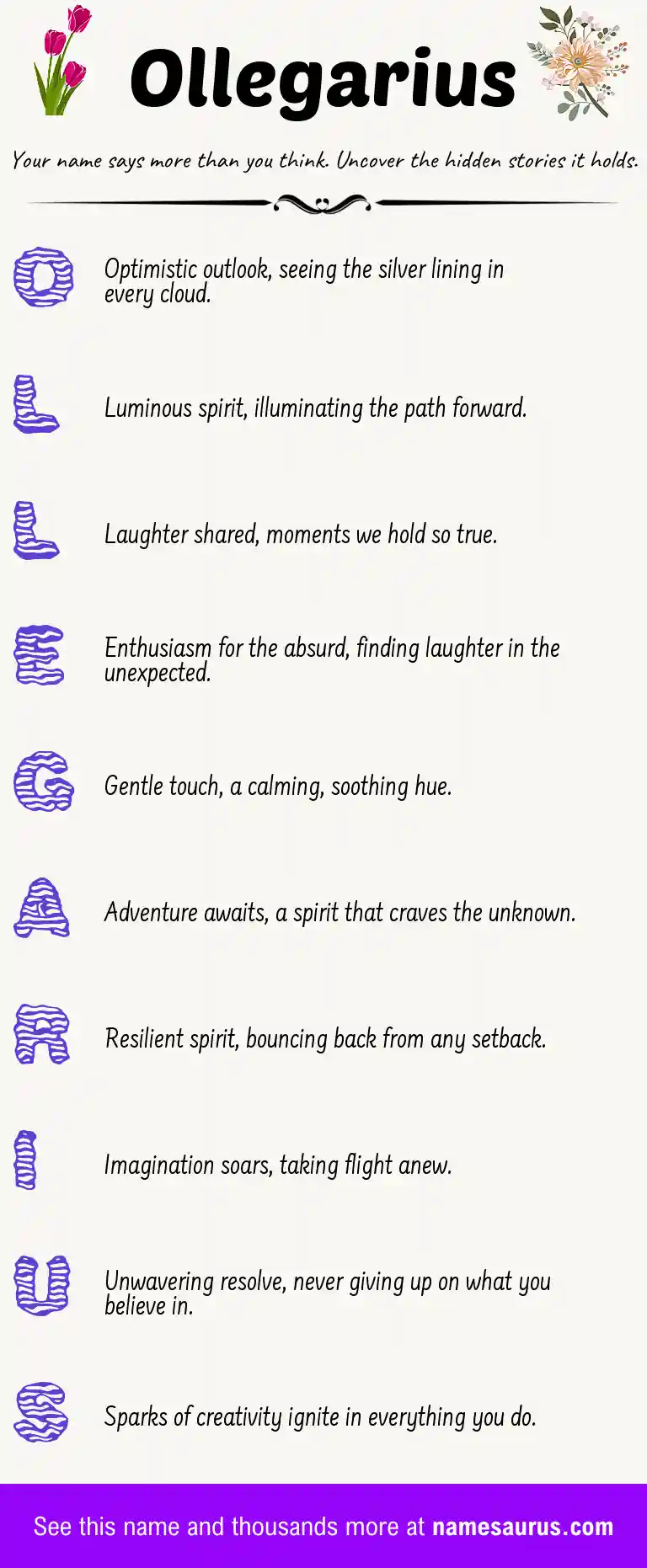 Acrostic poem about Ollegarius.