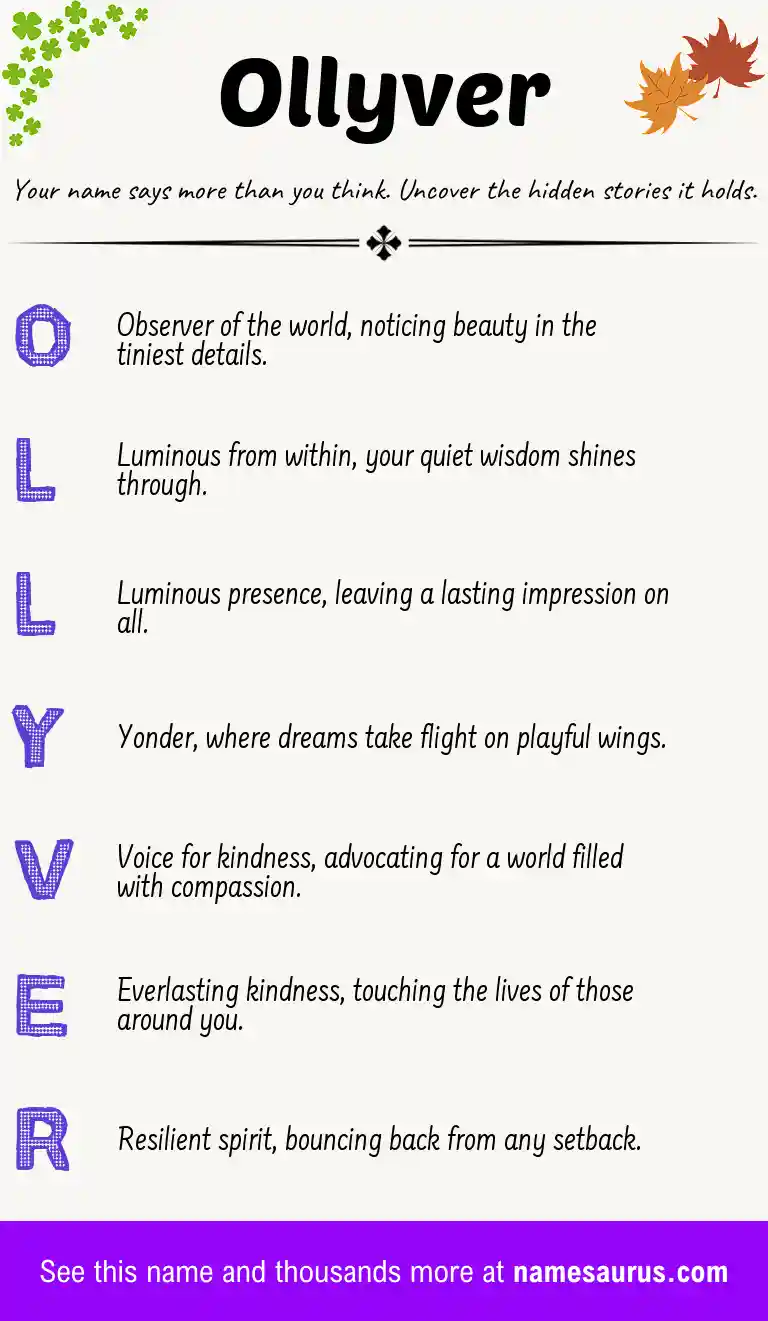 Acrostic poem about Ollyver.