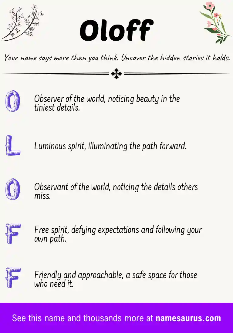 Acrostic poem about Oloff.