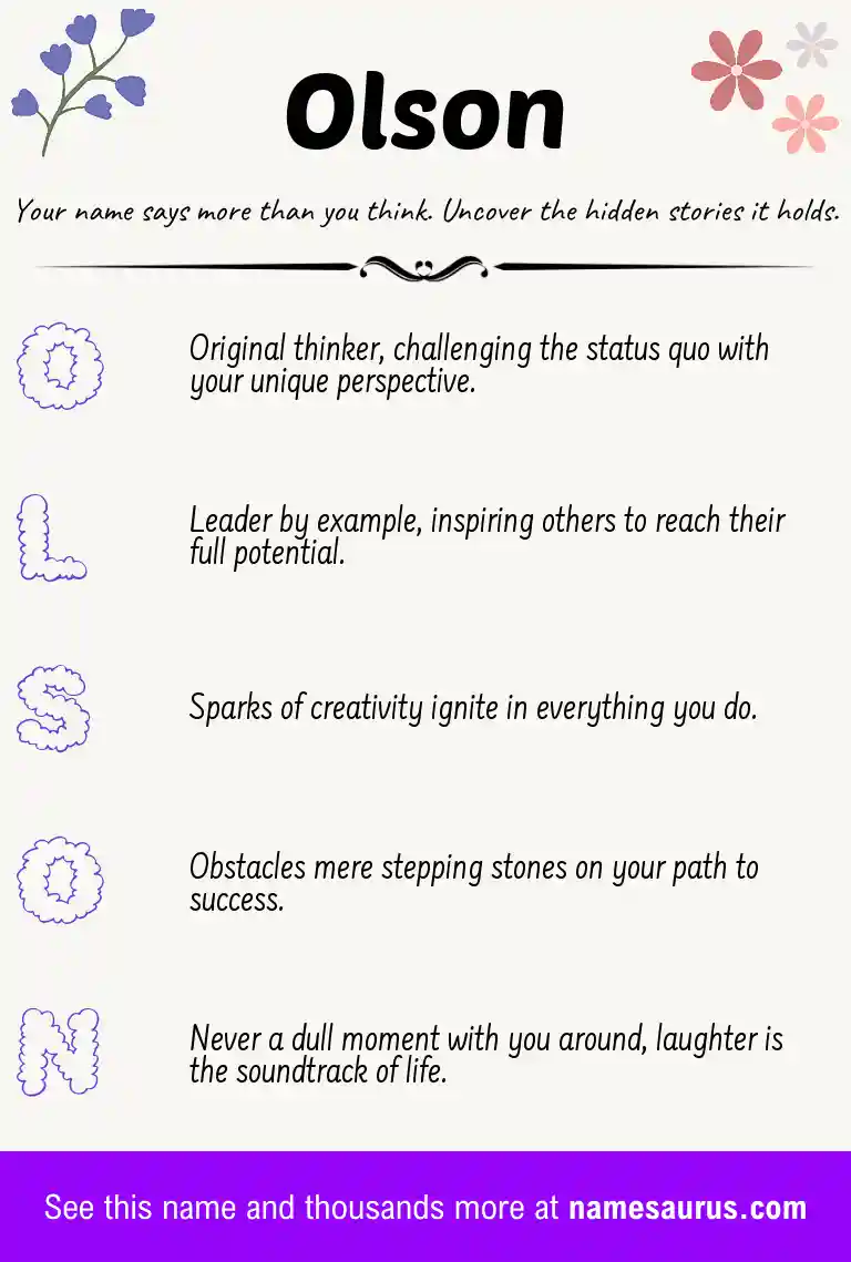 Acrostic poem about Olson.